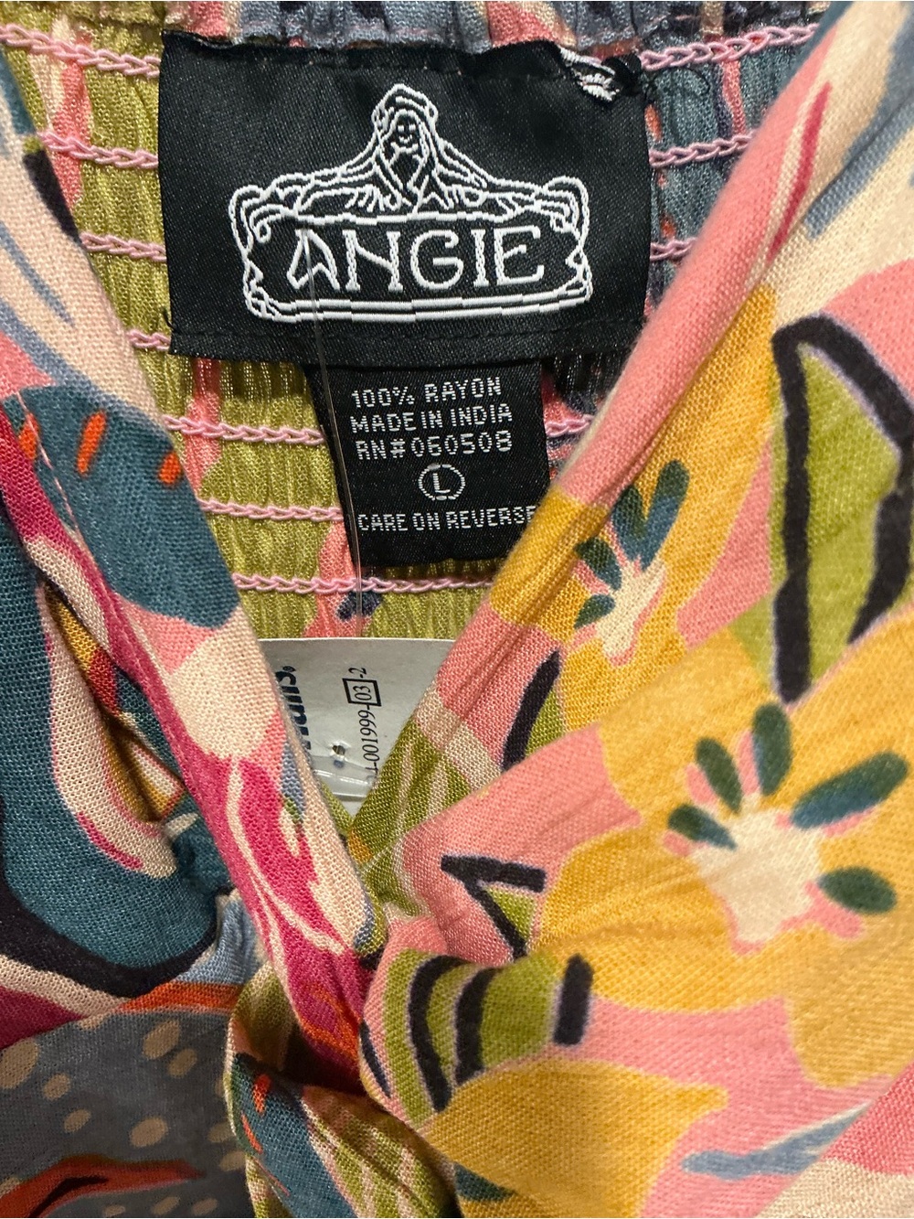 Angie Tropical Floral V-Neck Maxi Dress in Pink, Yellow & Green - Picture 2 of 7